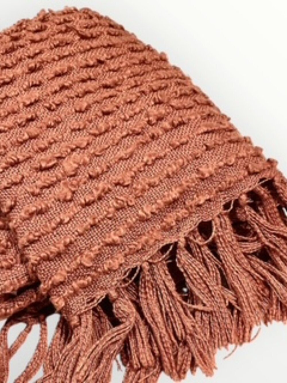 Artisan NY Home Throw Blanket Fringe Chunky Texture Weave Burnt Orange 50inX60in - Picture 3 of 8